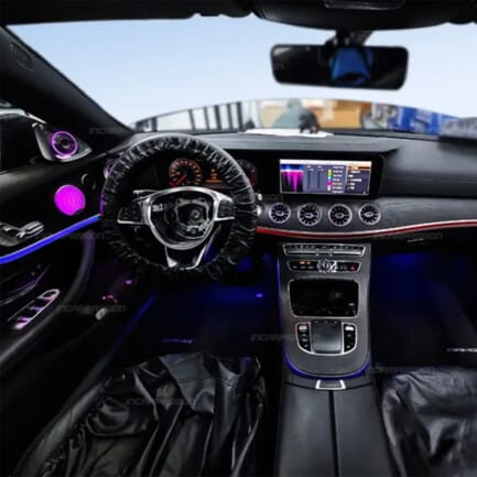 Elevate your Mercedes E Coupe C238 (2017-2023) with 4D rotating tweeters. Features automatic rotation, premium sound, and 64-color ambient light synchronization.