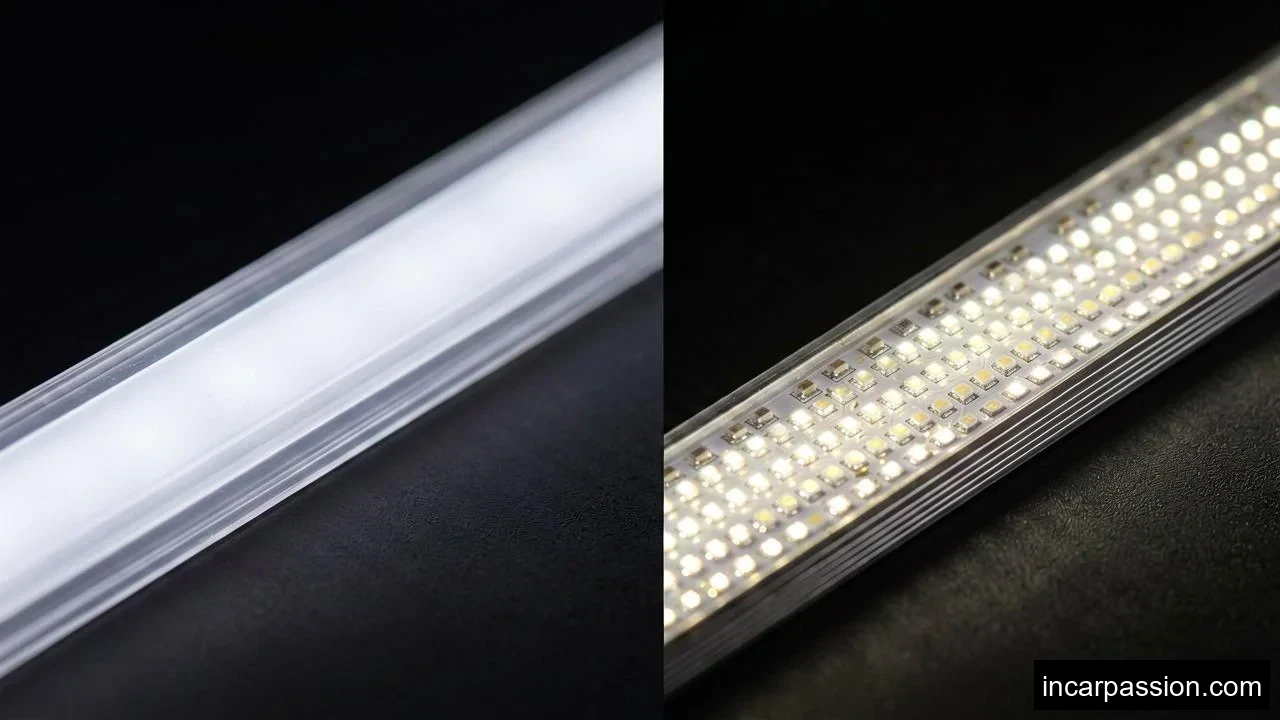 close-up comparison of diffused OEM-style light gu