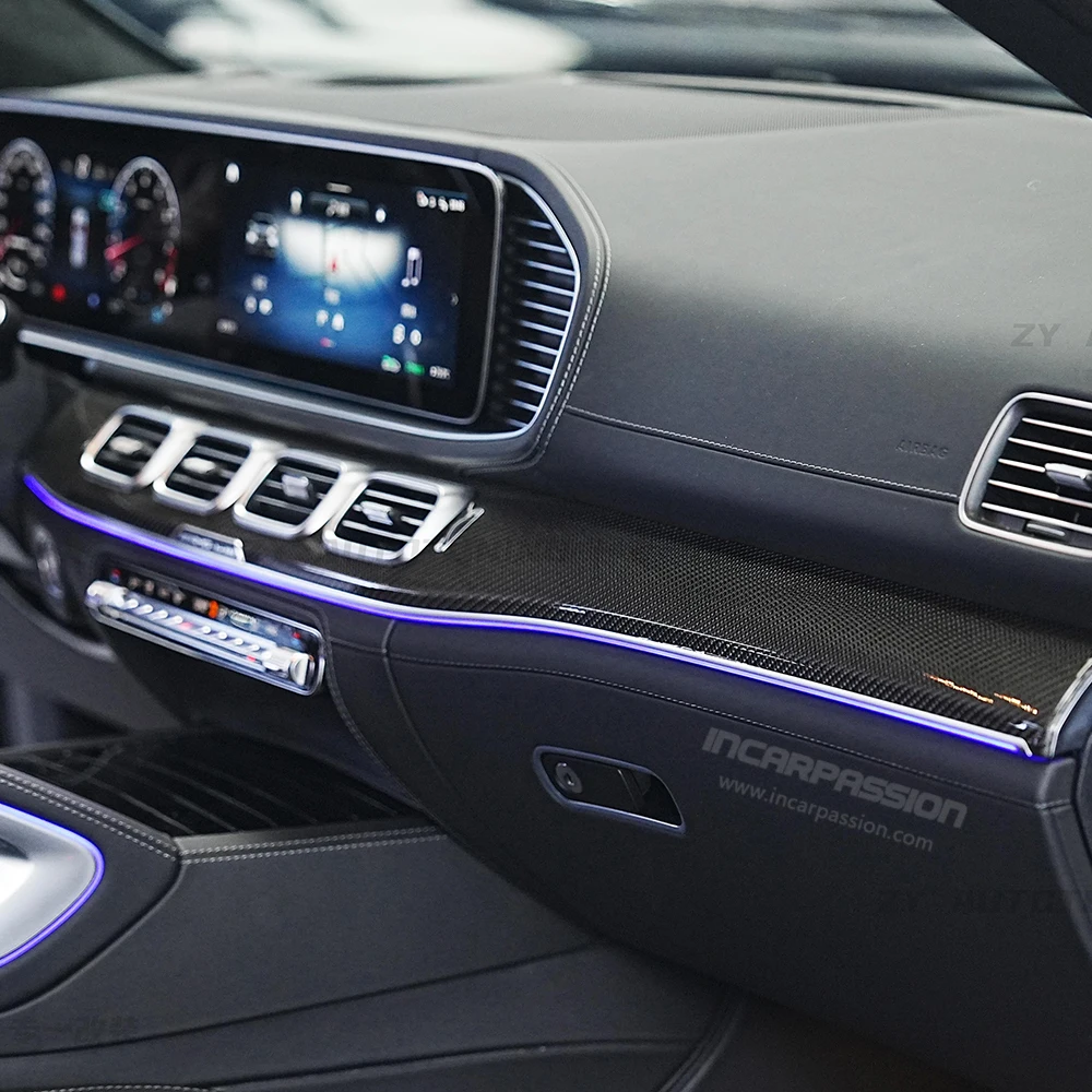 Dry Carbon Fiber Dashboard Decoration Trim for Mercedes GLE V167GLS X167 (6) Dry Carbon Fiber Dashboard Decoration Trim for Mercedes GLE V167/GLS X167